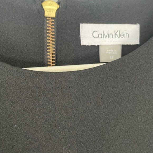 Calvin Klein Sleeveless Black Sheath Dress with Gold Back Zipper Size 12 - Picture 3 of 5